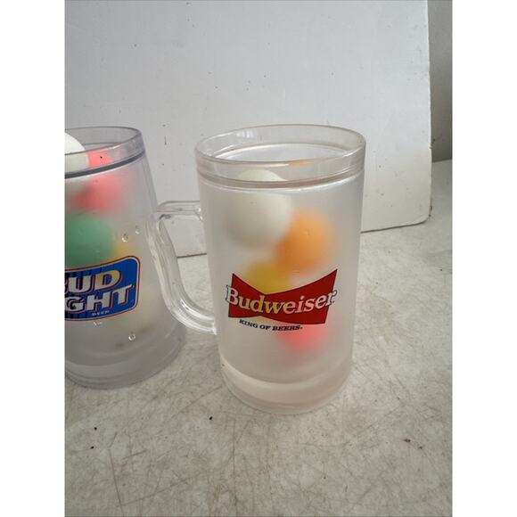 BUDWEISER Bud Light FROSTY FREEZER MUGS SET OF 3 CLEAR-VINTAGE-RARE - Picture 4 of 6